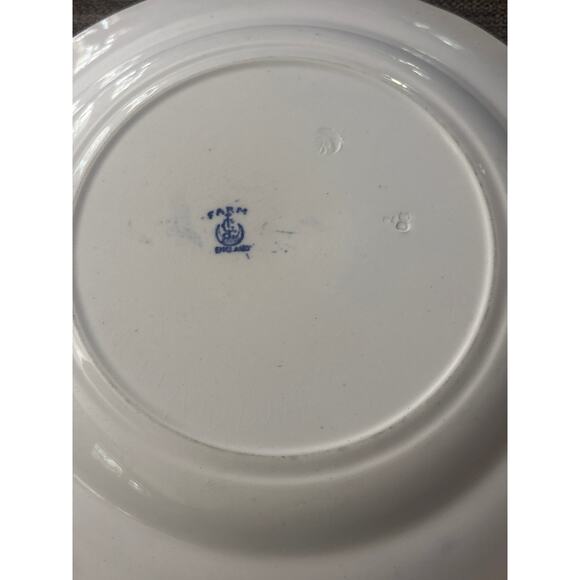 Farm England Blue Transferware 10” French Country Farmhouse CHIP ON BACK - Picture 6 of 9
